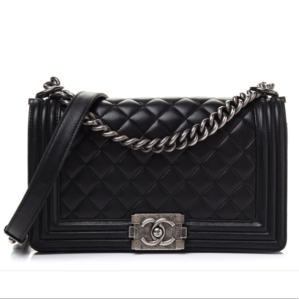 CHANEL Calfskin Quilted Medium Boy Flap Bag Black